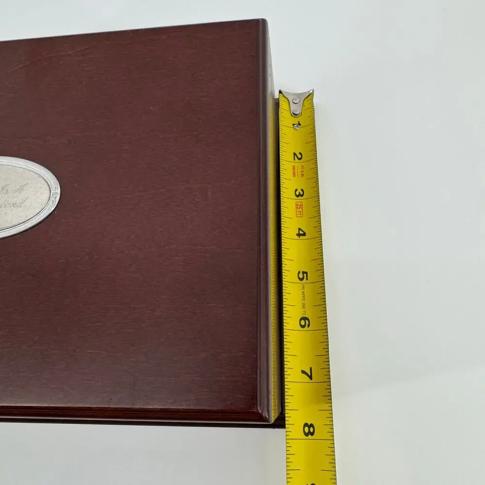 Wooden Jewelry Keepsake Box Lift-Out Tray Silver Plaque Mother Gift